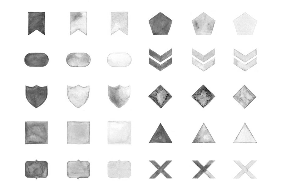 120 Hand-Painted Watercolor Shapes