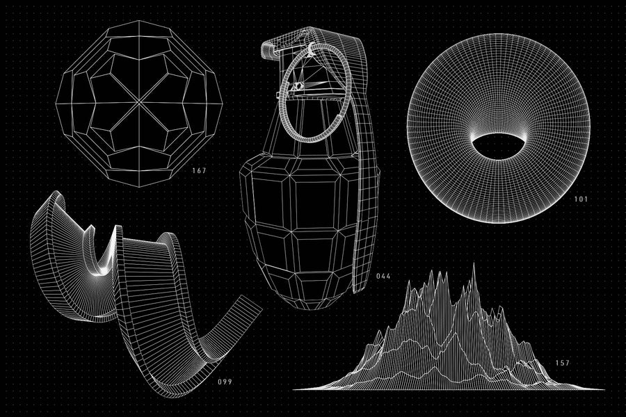 200 Vector Wireframe Shapes