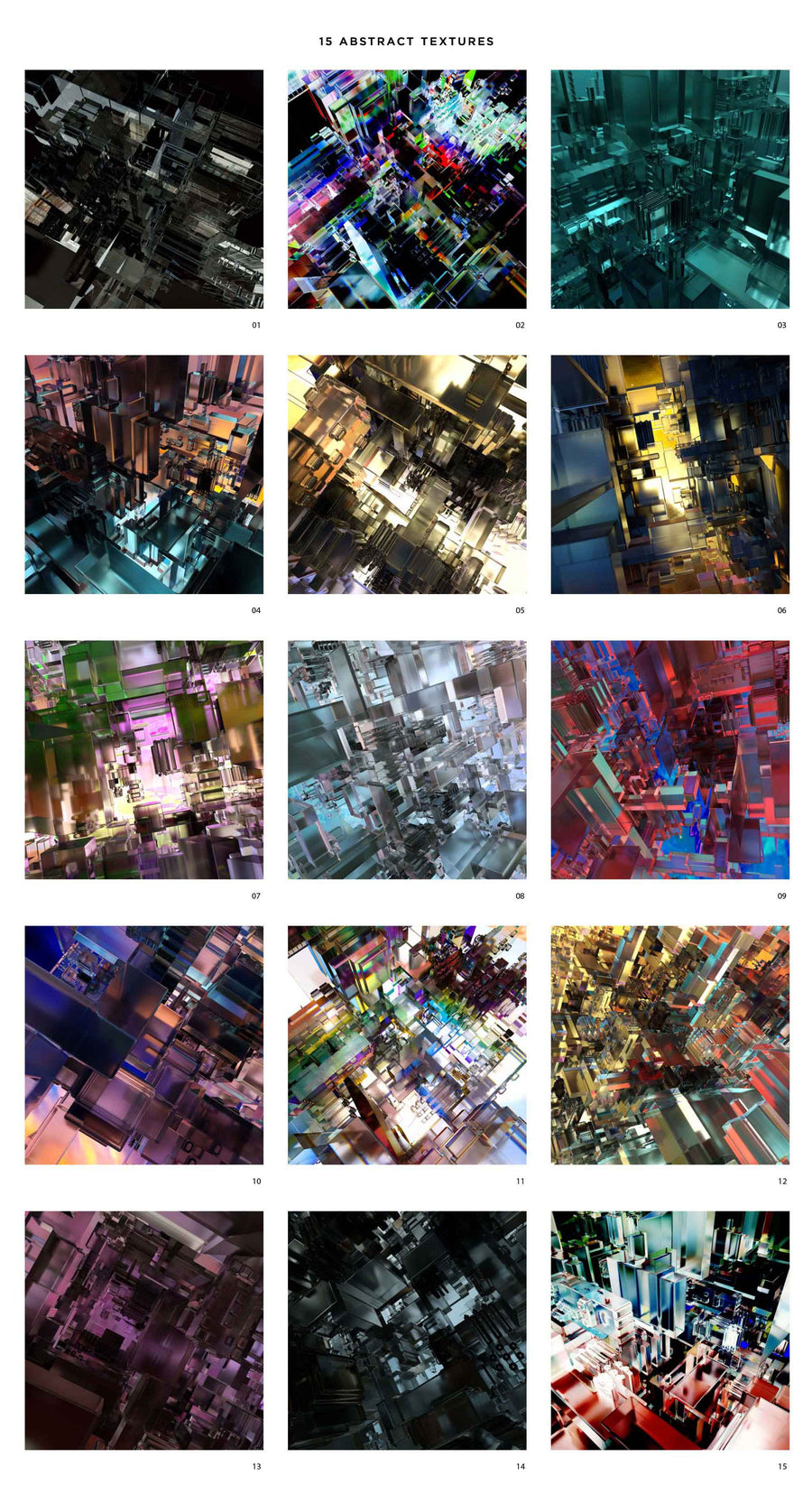 3D Abstract Cubic Glass Textures and Backgrounds